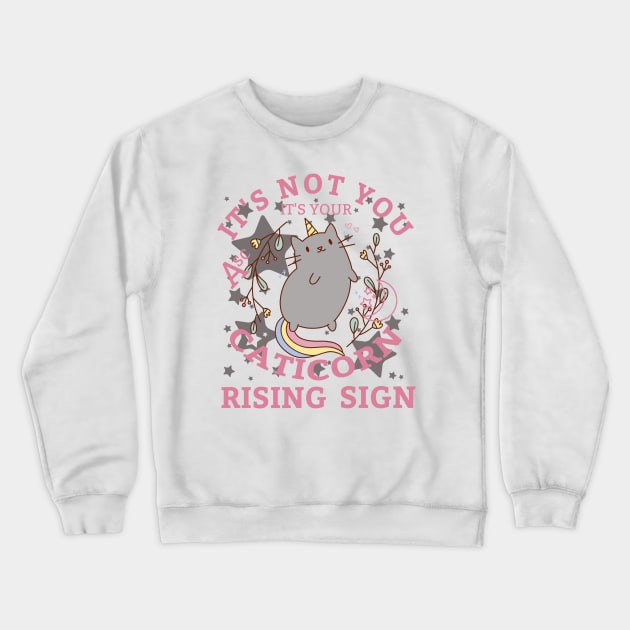 Caticorn Rising, Pawsitively Unique Crewneck Sweatshirt by Apache Sun Moon Rising